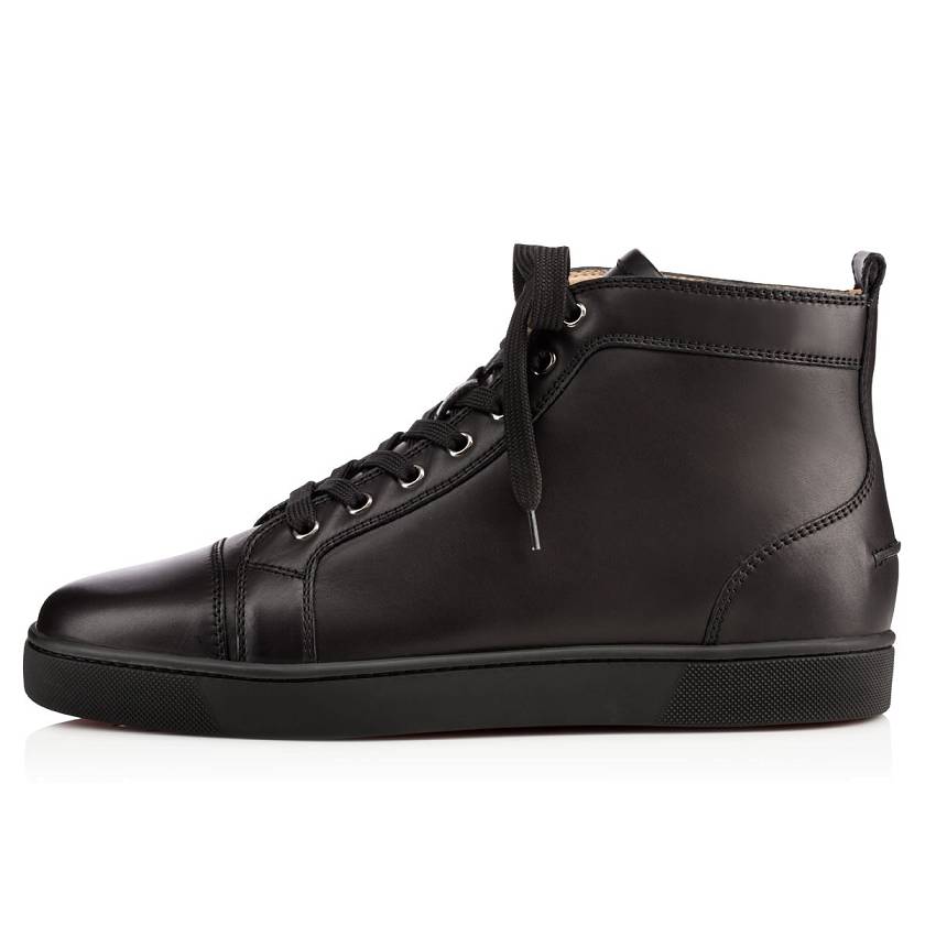 Men's Christian Louboutin Louis Calf High Top Sneakers - Black [6482-709]
